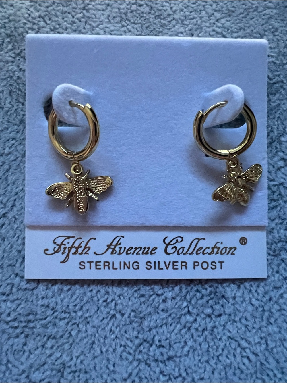 Fifth Avenue Collection Gold Bee Hoop Drop Earrings